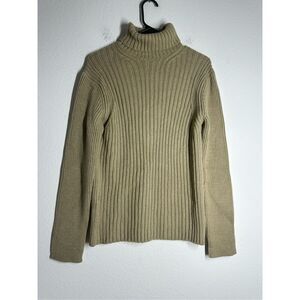 Benetton Wool Blend Roll Turtle Neck Sweater Women Beige Sz S see Description